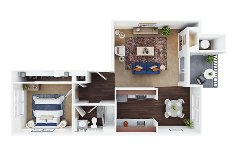 Floor plan for 1 bed, 1 bath, 706 sqft